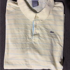 Lacoste Men's Polo Shirt in Yellow with Blue Stripes